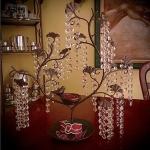 Weeping Willow Bronze Metal Crystal Jewelry Organizer